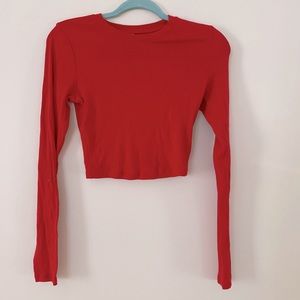 Aritzia TNA red crop top